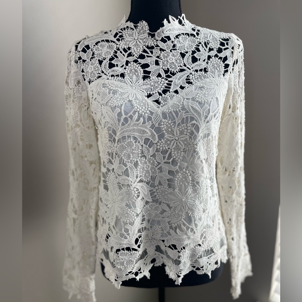 SAYLOR White Floral Lace Blouse